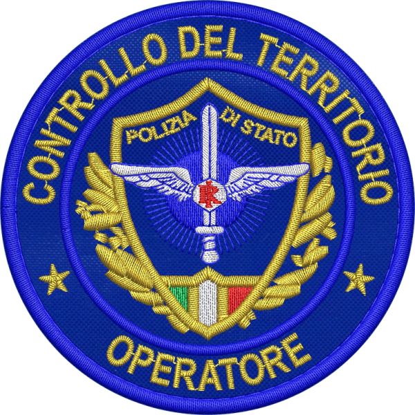 Patch ricamato bassa visibilità onalità di blu OPERATORE CONTROLLO DEL TERRITORIO Polizia di Stato 