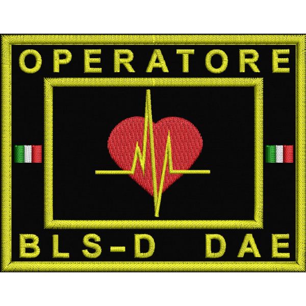 Patch ricamato operatore BLS - D   DAE  base nera 100 x 70  