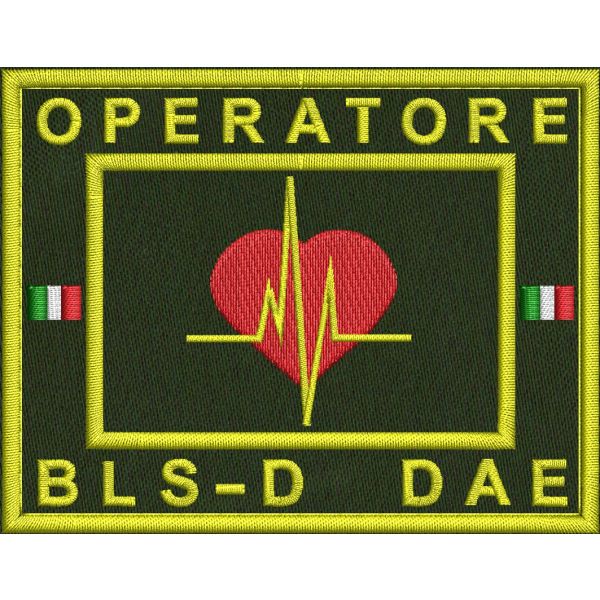 Patch ricamato operatore BLS - D   DAE  base nera 100 x 70  