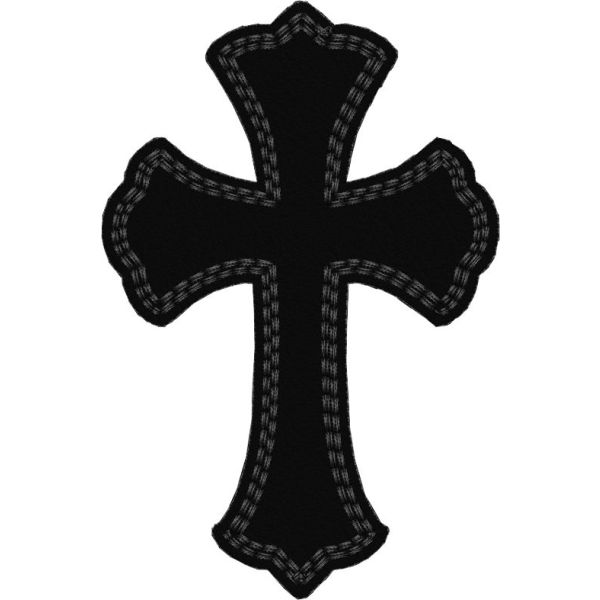 Patch ricamata su base NYLON ZIGZAG NERO "CROCE" mm.70 per 100 di altezza 