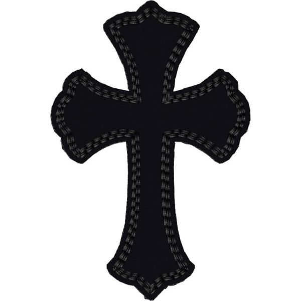 Patch ricamata su base NYLON ZIGZAG NERO "CROCE" mm.70 per 100 di altezza 