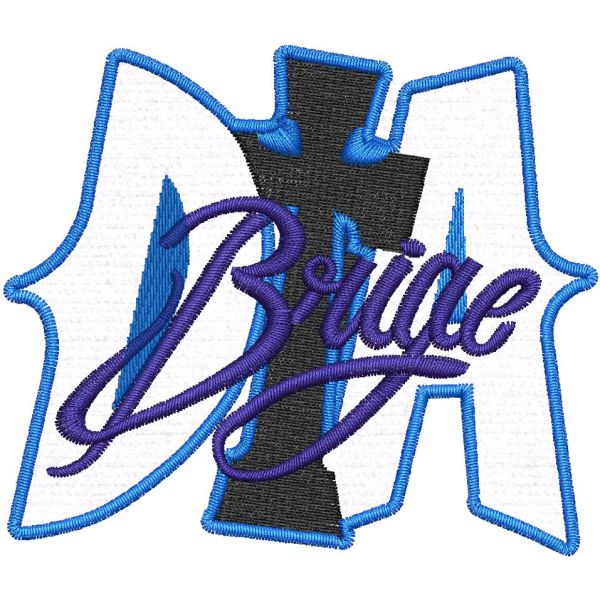 Patch ricamata  su base bianca logo D croce A  Brige cm. 8 X 7