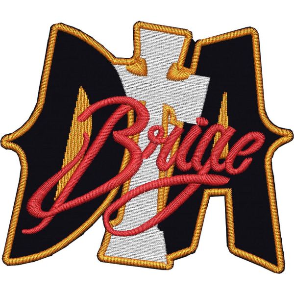 Patch ricamata  su base bianca logo D croce A  Brige cm. 8 X 7