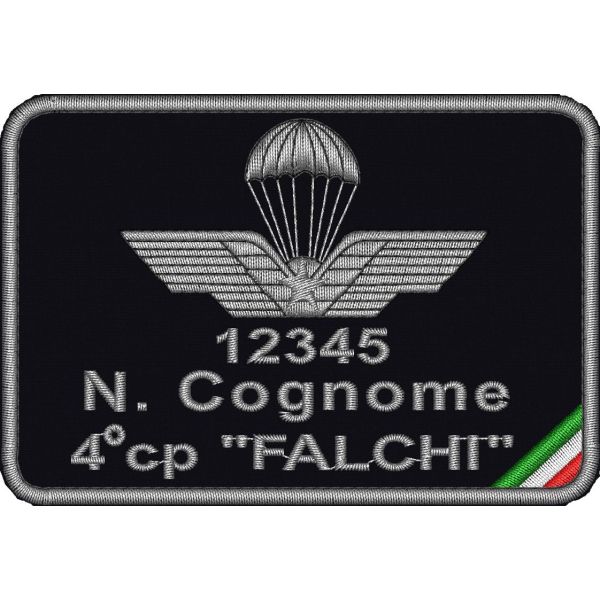 BREVETTO PARACADUTISTA filato SILVER con cognome e compagnia 