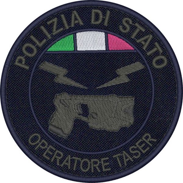 OPERATORE TASER Polizia di Stato ,patch ricamato a bassa visibilita con tricolore su base tessuto bluNAVY Cod.20220122_B