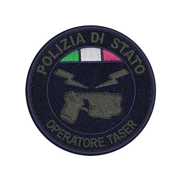 OPERATORE TASER Polizia di Stato ,diametro 55 mm. ricamato a bassa visibilita con tricolore su base tessuto bluNAVY 