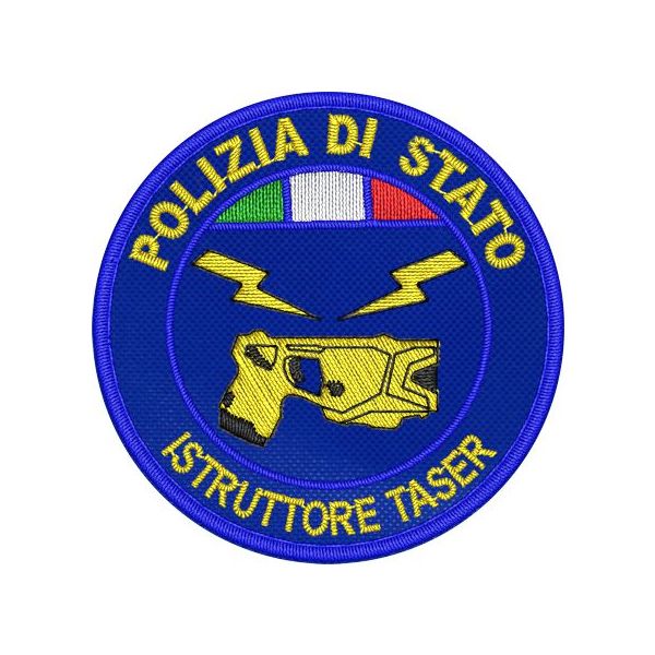 ISTRUTTORE TASER Polizia di Stato ,diametro 55 mm. ricamato con tricolore su base tessuto blu royal
