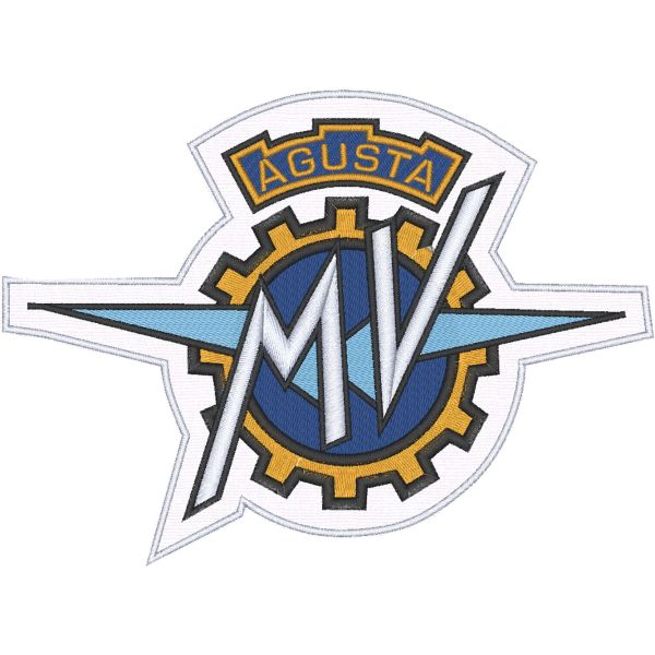 Patch ricamato su base bianca da schiena M V Agusta Cm.30 x 22