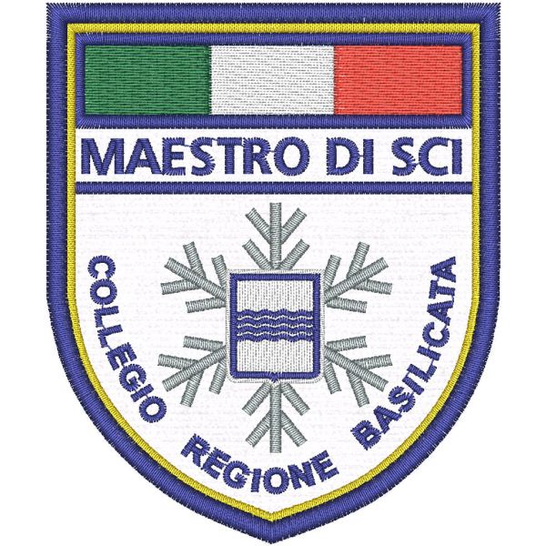 Stemma ricamato MAESTRO DI SCI collegio regione basilicata cm. 10 x 8.5 