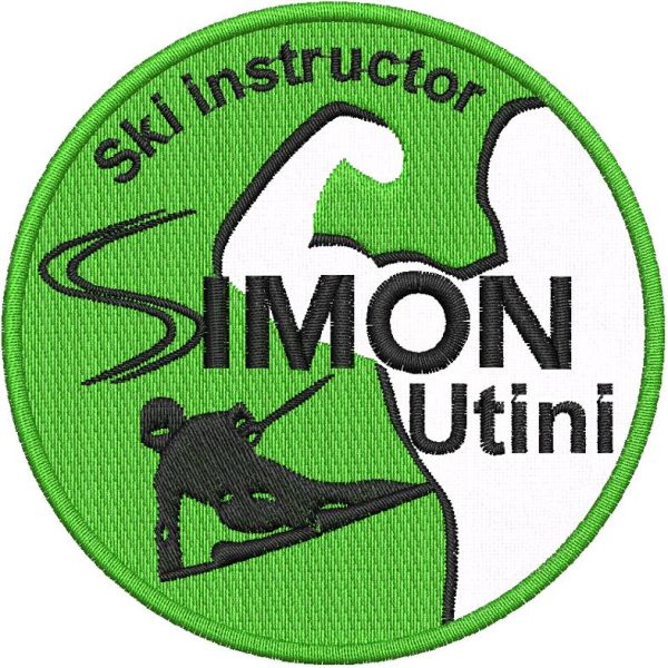 Stemma ricamato Ski instructor SIMON utini diam. cm. 8 Cod.20220307_A