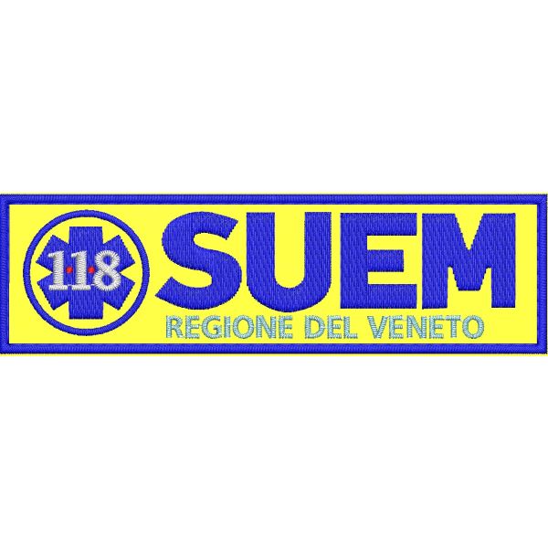 Patch  da petto 118 SUEM regione Veneto cm. 12 x 3,5 completamente ricamato su base fluo