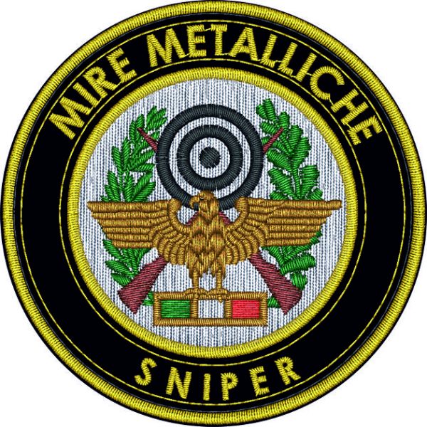 Patch ricamato MIRE METALLICHE SNIPER. Tiro a segno