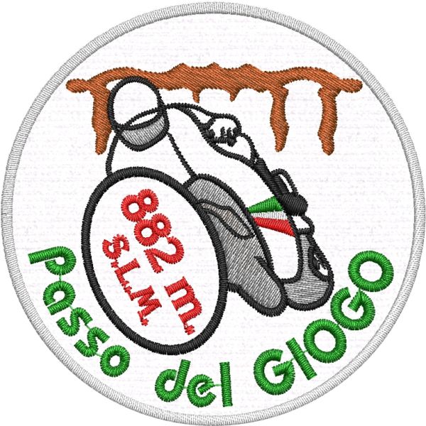 Patch Ricamato passo del Giogo su base bianca diam. mm. 80 cod.20220419_A