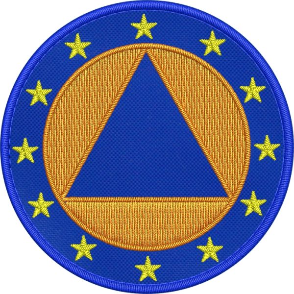 Patch ricamato PROTEZIONE CIVILE EUROPEA diam.70 mm