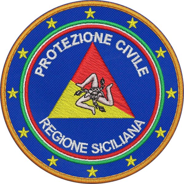 Patch ricamato Protezione Civile Sicilia diam. 70 mm.