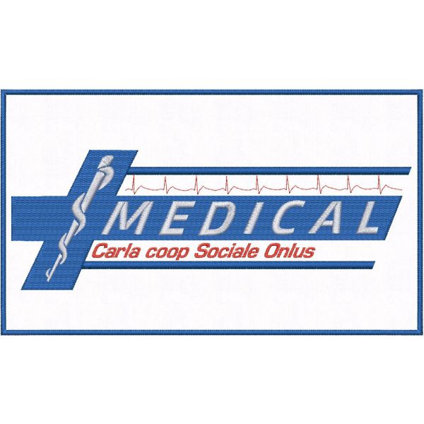 Patch ricamata cm. 24 x 14 Medical Carla Coop Sociale Onlus su base bianca