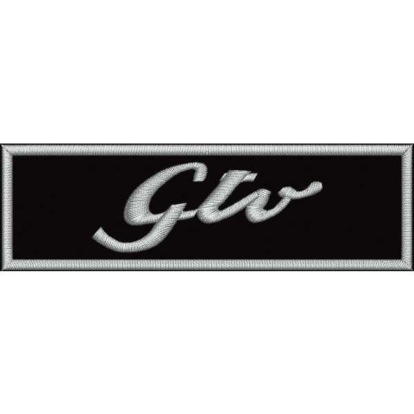Patch ricamato con testo e grafica a piacere su base nera  cm.10 x 3 