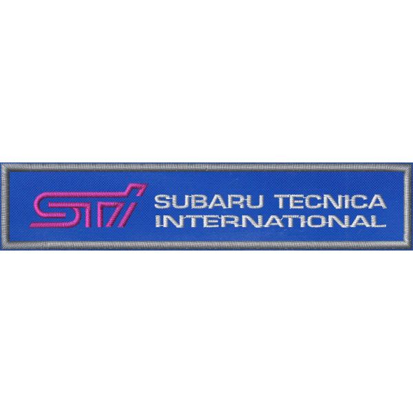Patch rettangolare SUBARU TECNICA INTERNATIONAL cm.15 x 3  su base di tessuto blu 