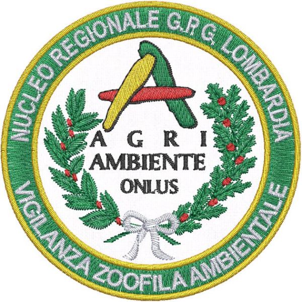 Patch ricamato AGRIAMBIENTE NUCLEO REGIONALE G.P.G. LOMBARDIA diametro 80mm