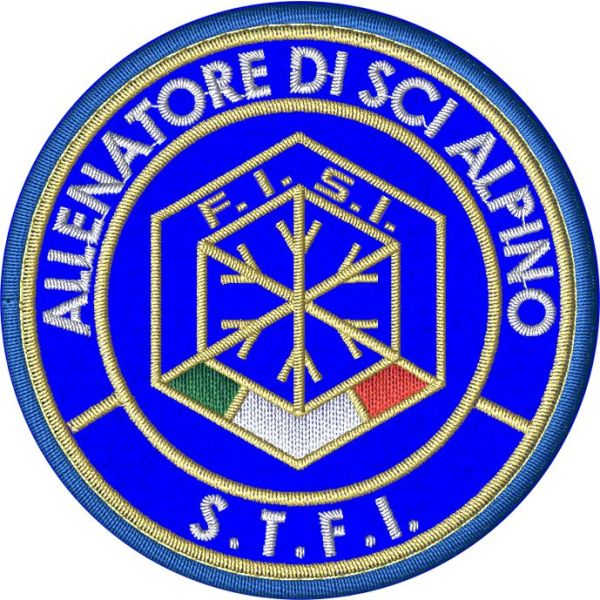 Patch ricamato allenatore di SCi ALPINO S.T.F.I. diam.70 mm su base panno lenci