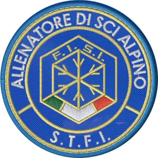 Patch ricamato allenatore di SCi ALPINO S.T.F.I. diam.70 mm su base panno lenci