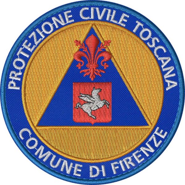 Patch ricamato PROTEZIONE CIVILE TOSCANA COMUNE DI FIRENZE diam.80