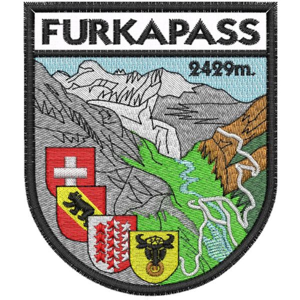 Patch interamente ricamato FURKPASS 2429 m. mm. 80x70 