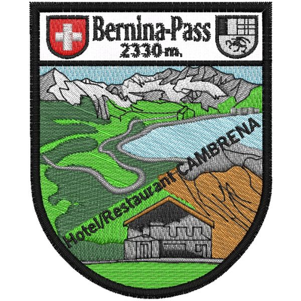Patch interamente ricamato Bernina Pass 2330 m. mm. 80x70 