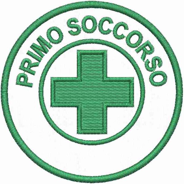 Patch ricamato PRIMO SOCCORSO con filato rosso 