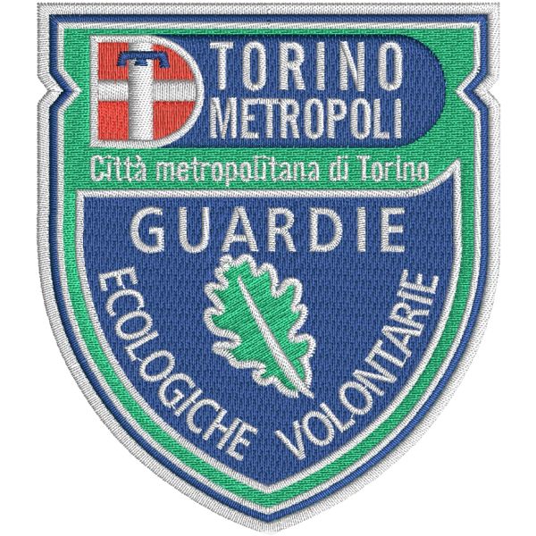 Patch completamente ricamato GUARDIE ECOLOGICHE VOLONTARIE città di Torino mm.82x94 
