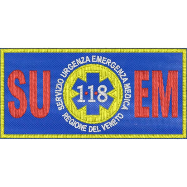 Patch 118 SUEM regione Veneto cm. 10 x 4,58 su base blu Cod.20221109_A