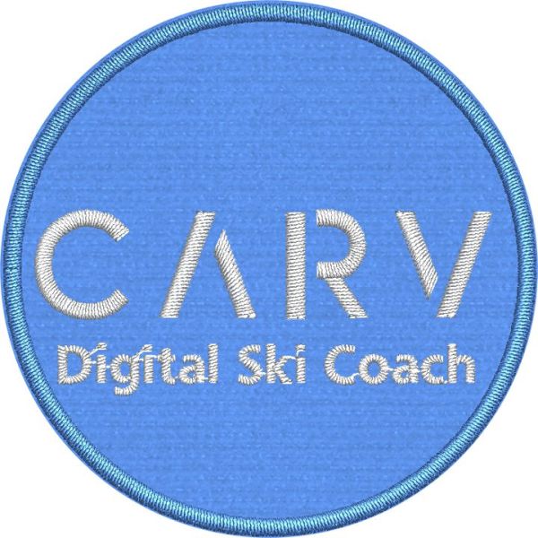 Patch Ricamato rotondo logo CARV Digital Ski Coach  diam.60 mm.