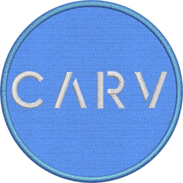 Patch Ricamato rotondo logo CARV diam.60 mm. Cod.20221116_A