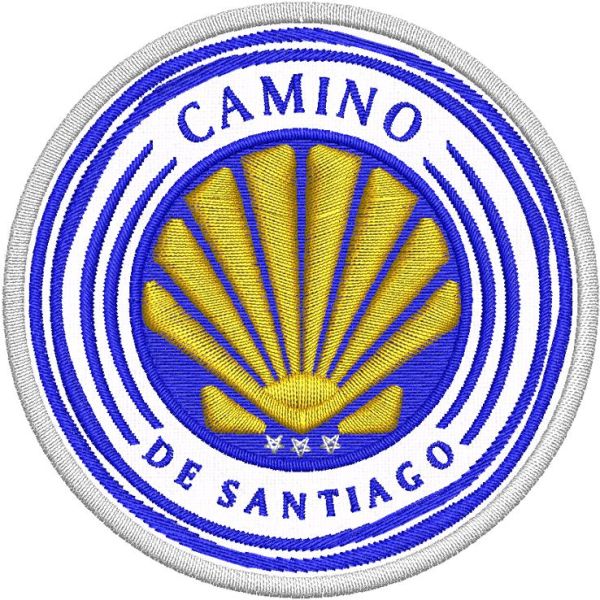 Patch Ricamato cammino de santiagot diam. cm.7,5 su base bianca