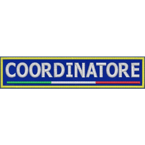 Patch ricamato su base blu royal ( COORDINATORE ) cm. 12 x 2,5 Cod.20221144_A