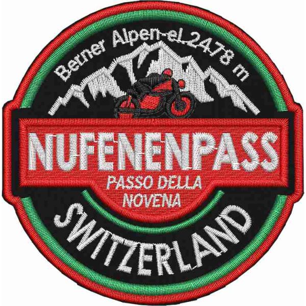 Patch ricamata NUFENEN Passo della novena svizzera diam. 75 mm. 
