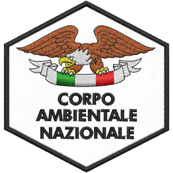 Patch ricamato esagonale su base mm.85 CORPO AMBIENTALE NAZIONALE Cod.20221150_A