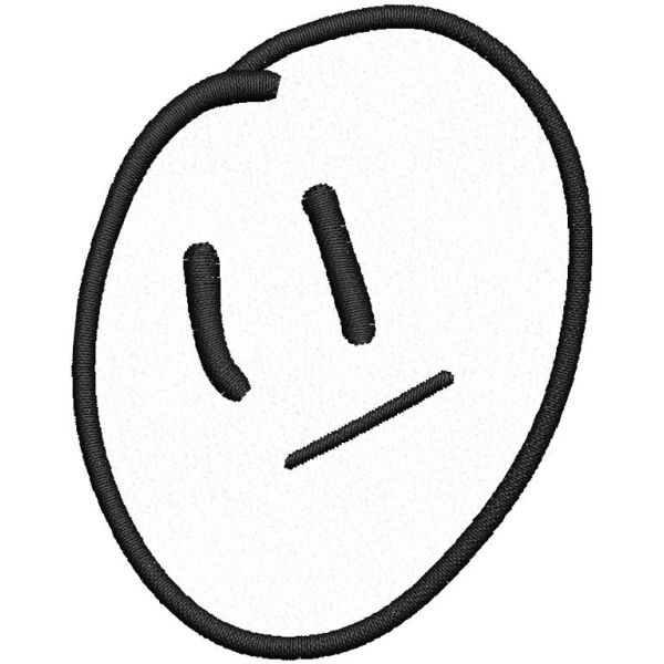 Patch ricamato su panno bianco smiley cm. 5 x 6,5 