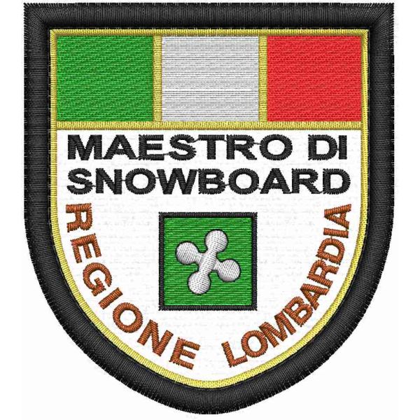 Patch Personalizzato MAESTRO DI SNOWBOARD reg. LOMBARDIA 75x83 