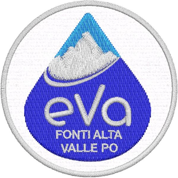 Bollo ricamato tondo diam.65mm Acqua EVA fonti alta valle po