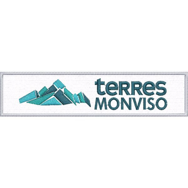Patch ricamato Cm.13x3 logo Terre MONVISO 