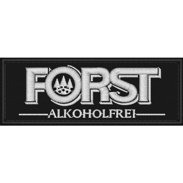 Patch ricamata su base nera Logo FORST ALKOHOLFREI cm.11,0  PER 4,0 