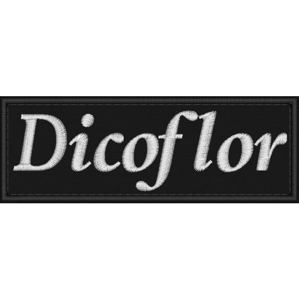 Patch ricamata su base nera Logo Dicoflor sponsor sci cm. 10,0  PER 3,5 Cod.20230104_A