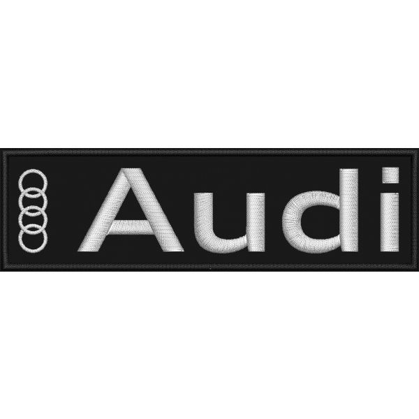 Patch ricamata su base nera logo Audi  cm.12,0 X 3,5 