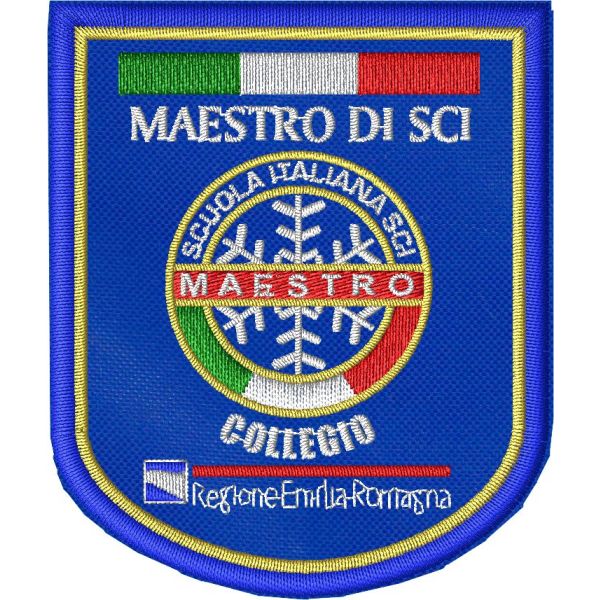 Stemma ricamato MAESTRO DI SCI collegio Emilia Romagna cm. 6.2 x 7.5 