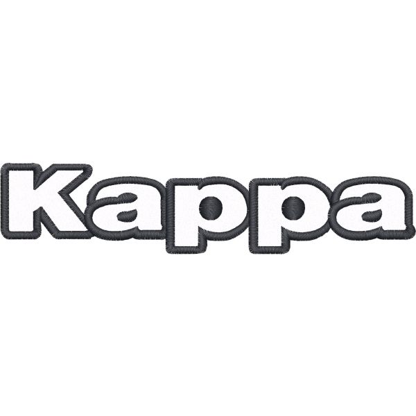 Scritta ricamata  "KAPPA" su fondo bianco in base mm.170 x 35