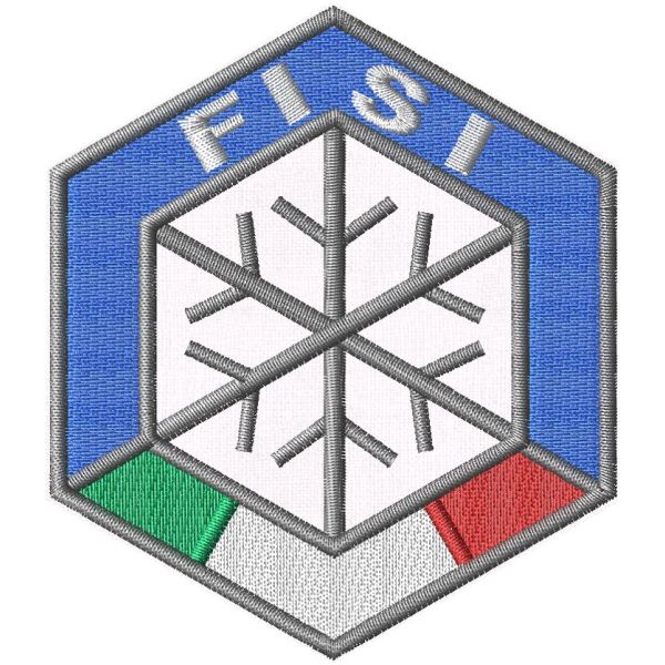 Patch  ricamata ESAGONALE FISI lato Cm.4 dim_totali 8,5x7,1 Cod. 20230115_A
