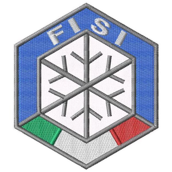 Patch  ricamata ESAGONALE FISI lato Cm.3 dim_totali 6,0x5,