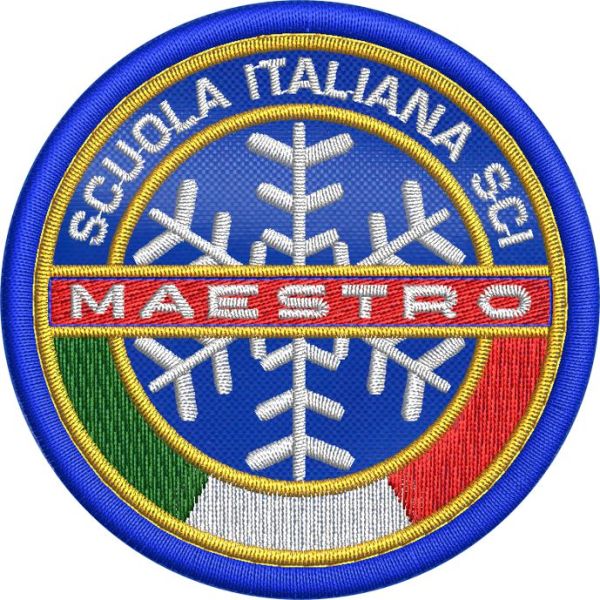 Patch ricamato su fondo BLU sci MAESTRO diametro-70