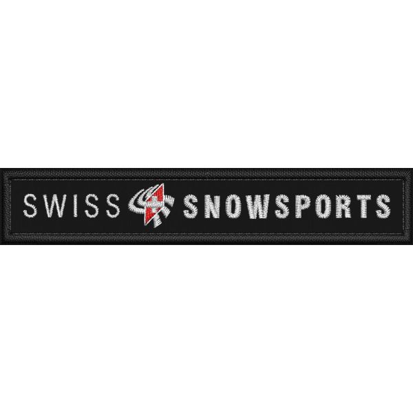 Patch ricamata su base nera logo swiss SNOWSPORTS  cm.9,0 X 1,8 